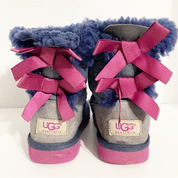 UGG Bailey Bow II 3280 Suede Leather Bow Short Shearling Lined Winter Snow Boots - Picture 5 of 10